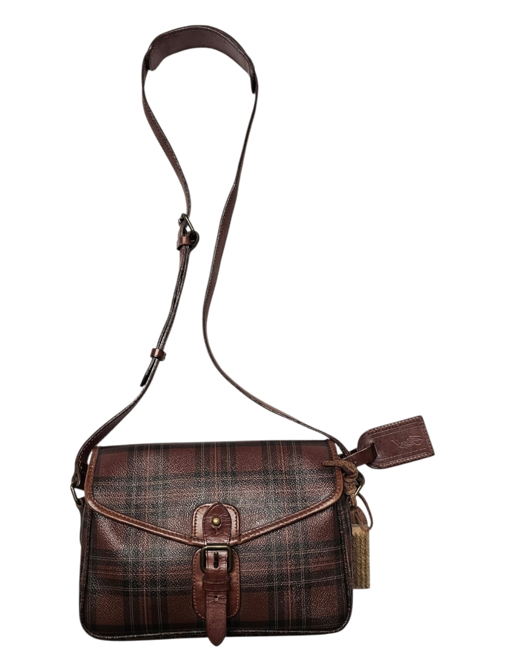 Polo Ralph Lauren Vintage Plaid Tartan Crossbody Saddlebag.